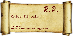 Raics Piroska névjegykártya