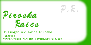 piroska raics business card